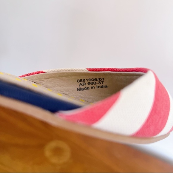 Boden • Vienne Point Flats d'orsay red white stripe canvas navy blue leather - Picture 5 of 9